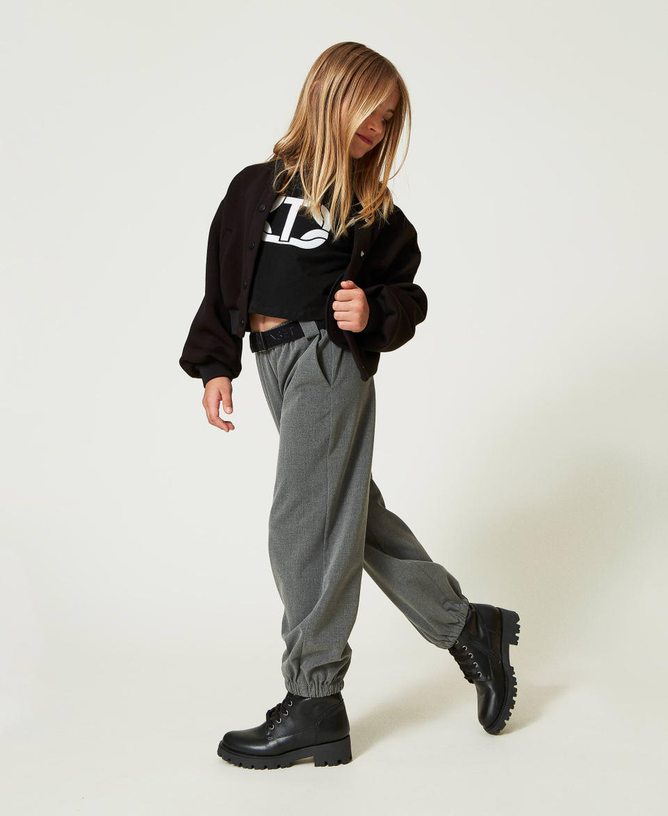 Twin Set Pantaloni joggers in flanella con cintura Saldi Di Fabbrica