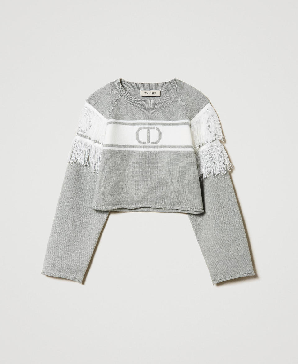 Twin Set Maglia con Oval T jacquard e frange I Più Venduti