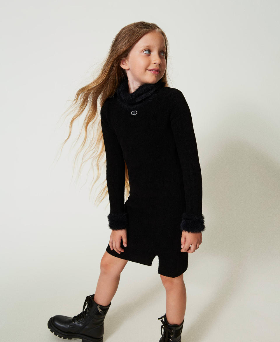 Twin Set Abito corto in maglia effetto pelliccia Offerta speciale