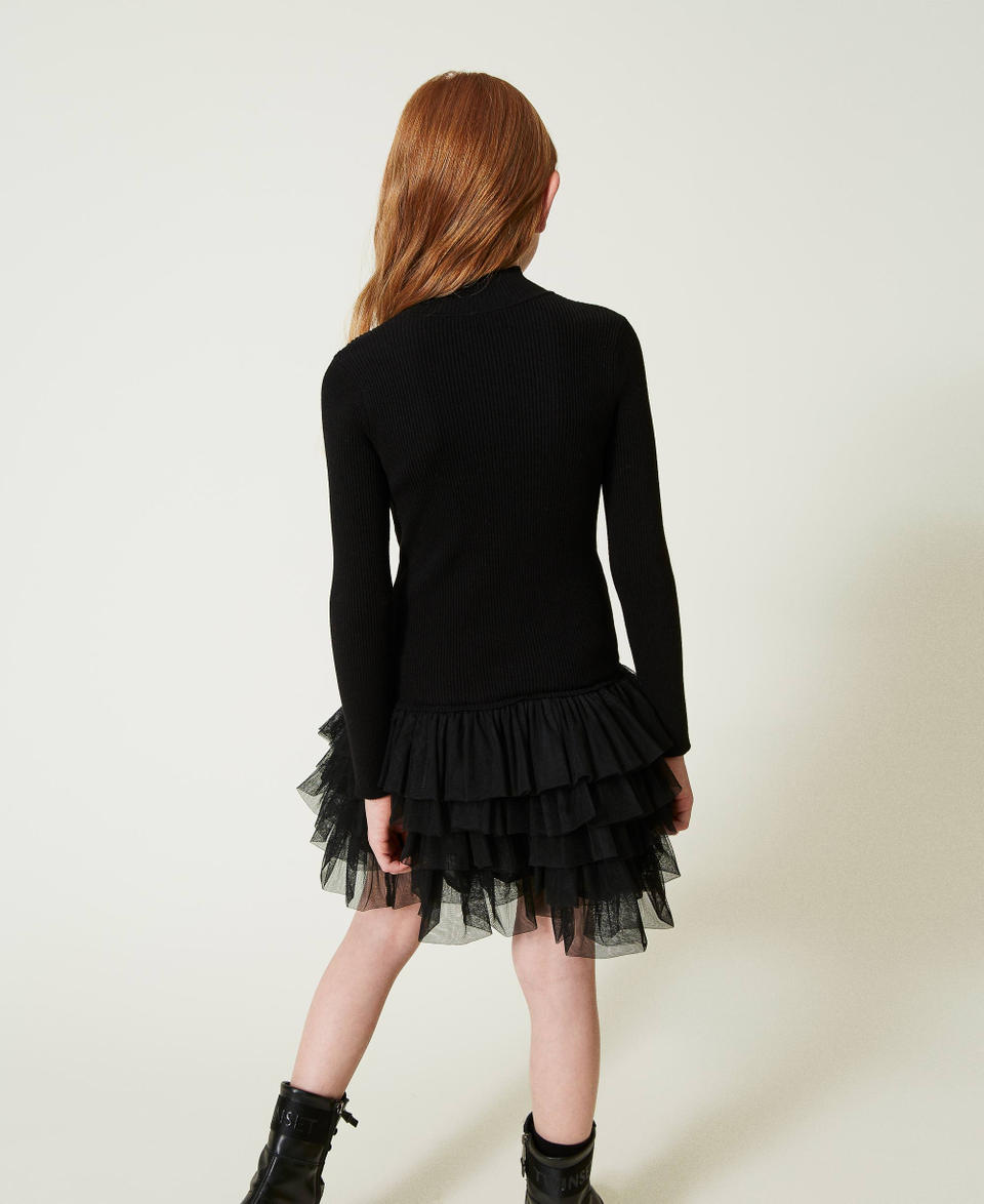 Twin Set Abito in maglia a costine con tulle Vendite stagionali