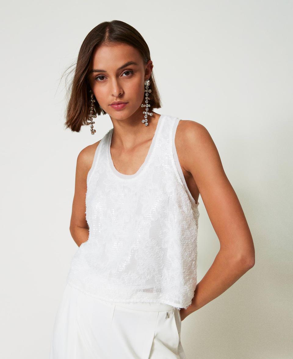 Twin Set Top a canotta in full paillettes Vendita calda