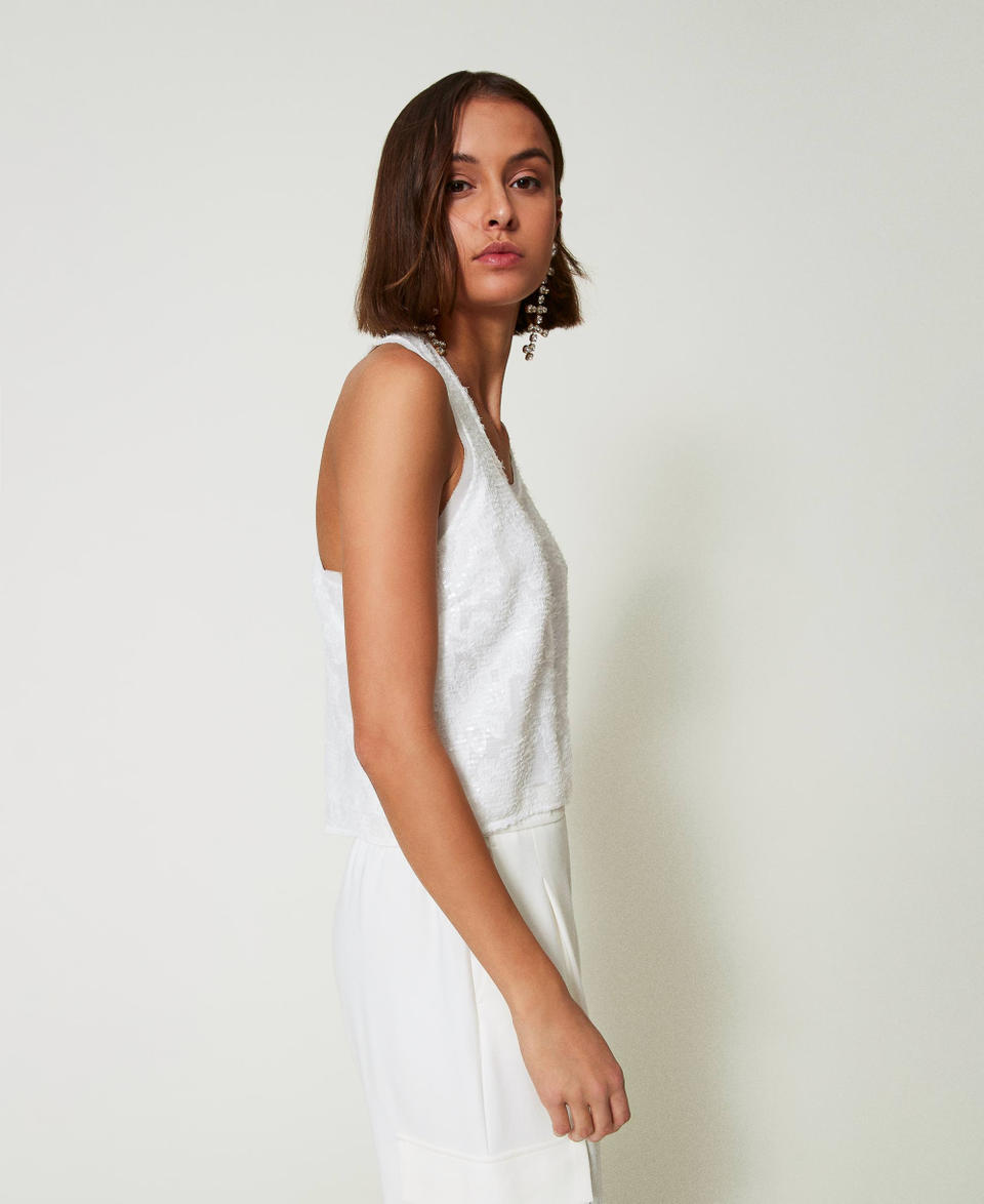 Twin Set Top a canotta in full paillettes Vendita calda