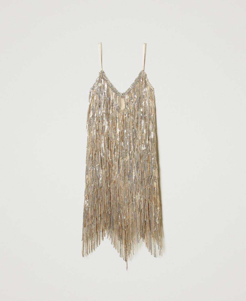 Twin Set Abito corto MYFO con frange di paillettes Offerta migliore