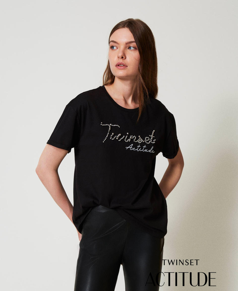Twin Set T-shirt con logo lurex Grandi sconti
