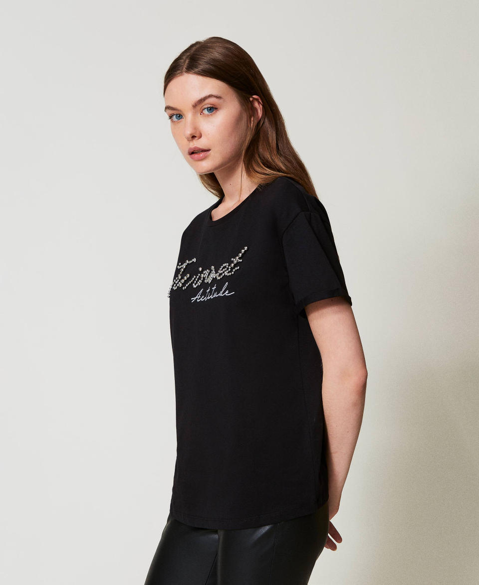 Twin Set T-shirt con logo lurex Grandi sconti