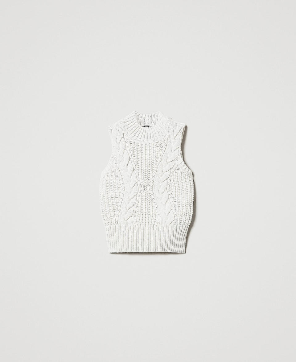 Twin Set Top in maglia con coste e trecce Nuovi prodotti