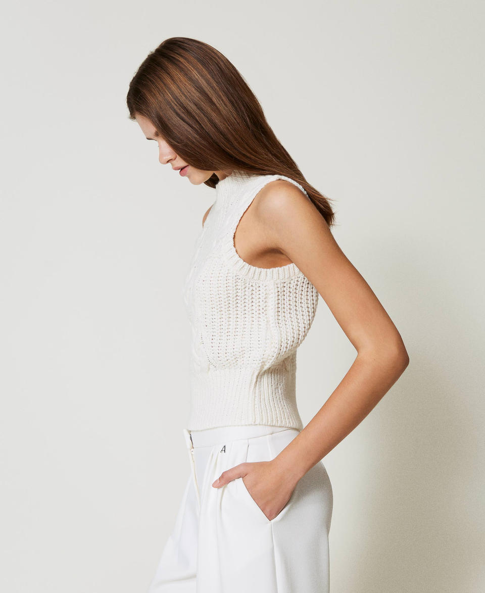Twin Set Top in maglia con coste e trecce Nuovi prodotti