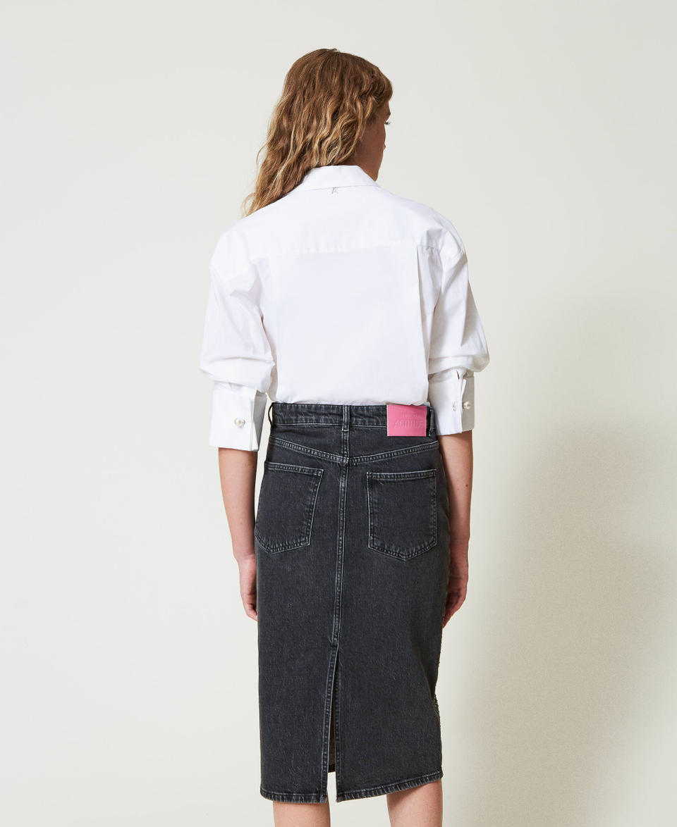 Twin Set Gonna longuette in jeans con strass Offerte stagionali