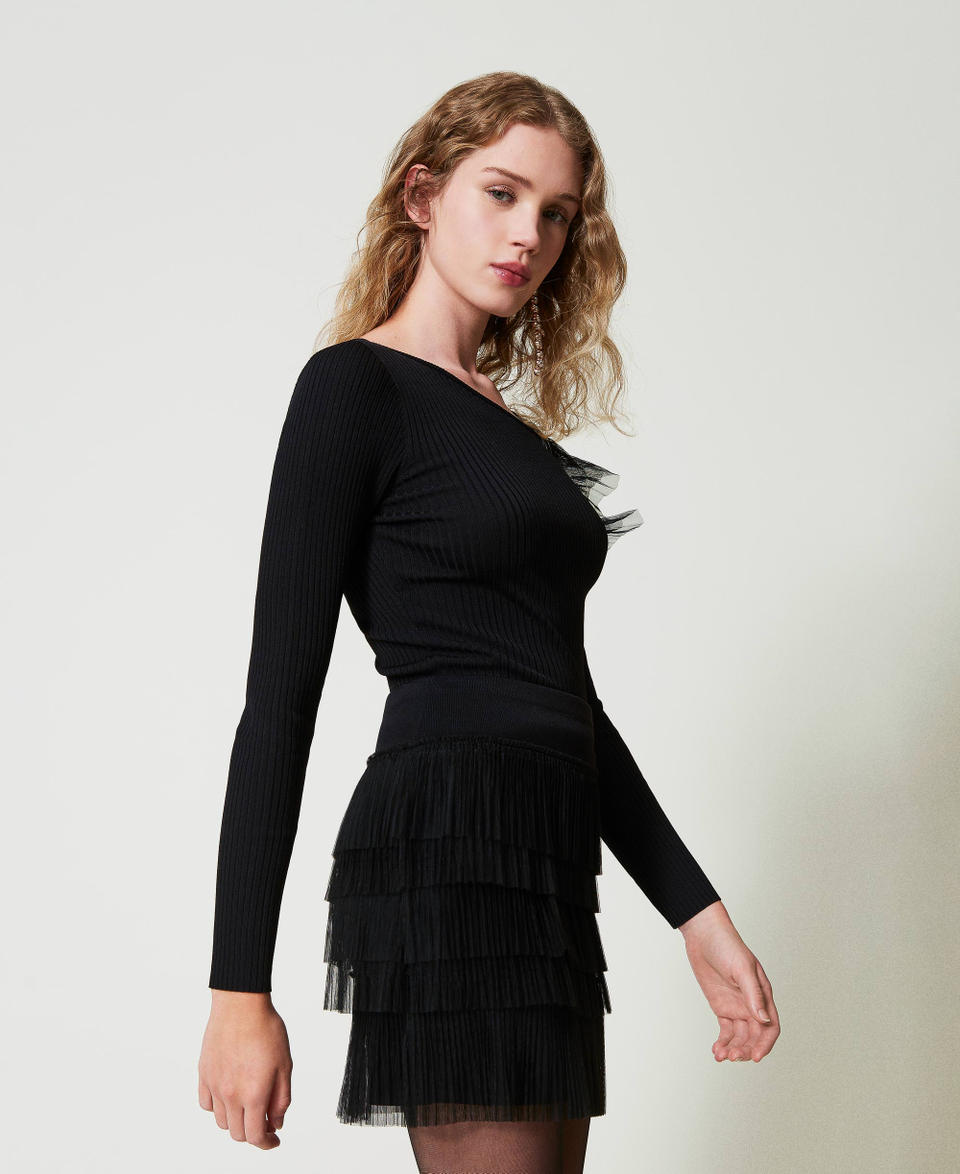 Twin Set Maglia fitted con cut-out e tulle ACQUISTA ORA