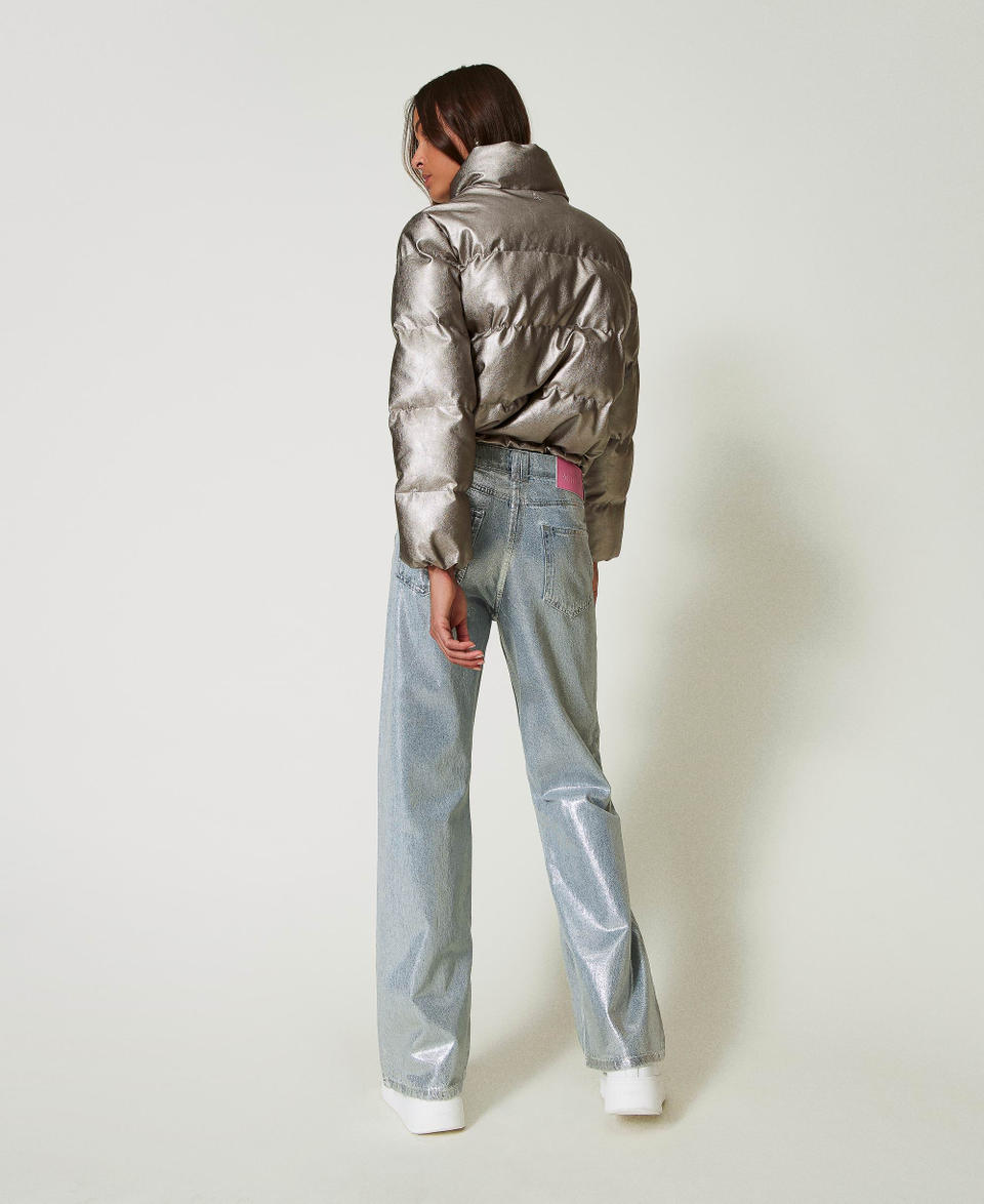 Twin Set Jeans wide leg con spalmatura argento Ultimi due giorni