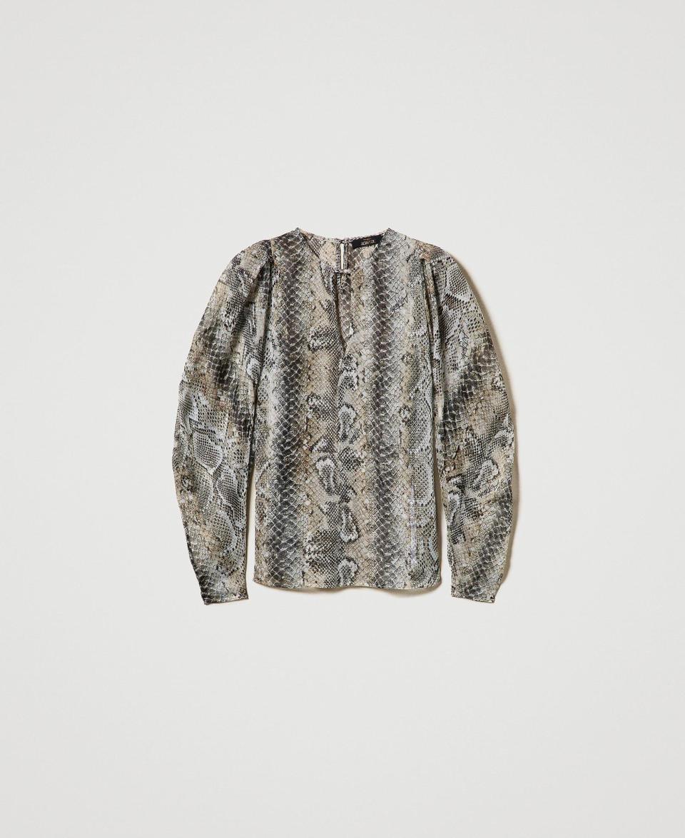 Twin Set Blusa in creponne con stampa snake Fino al 60% di sconto