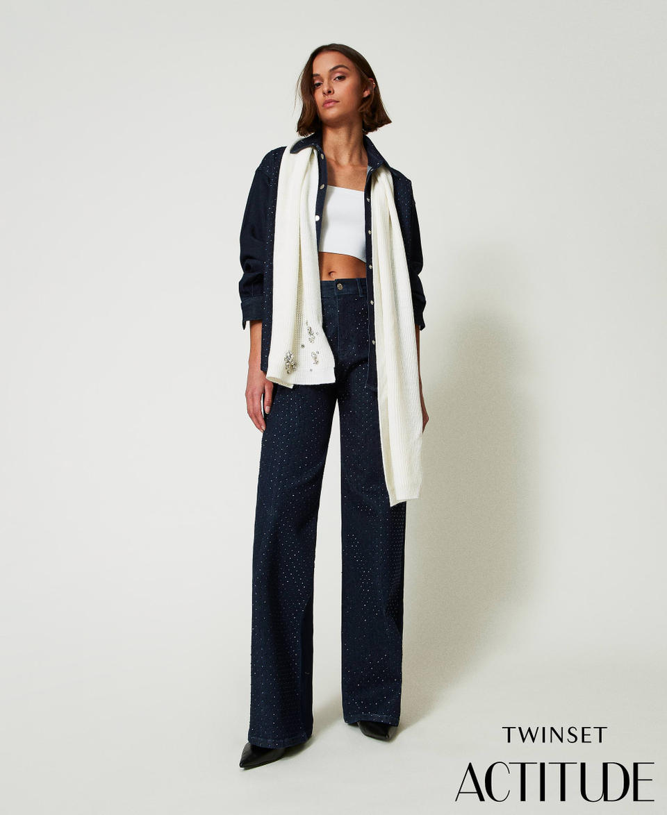 Twin Set Sciarpa con ricami e logo Solo un giorno rimasto