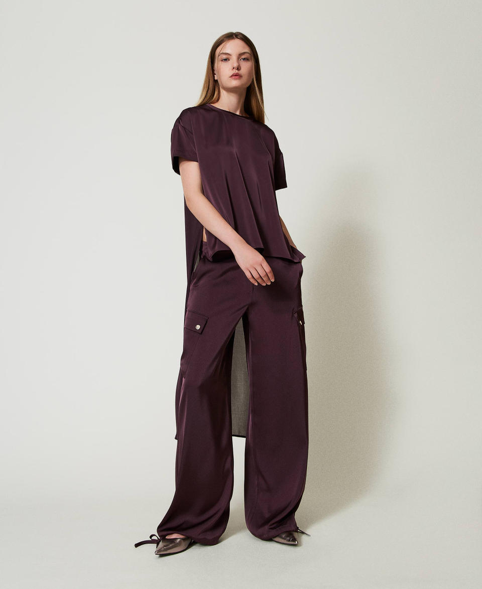 Twin Set Pantaloni cargo in raso Super sconto