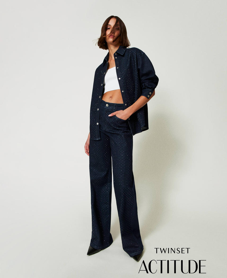 Twin Set Camicia in jeans con strass Limitato a 3 giorni