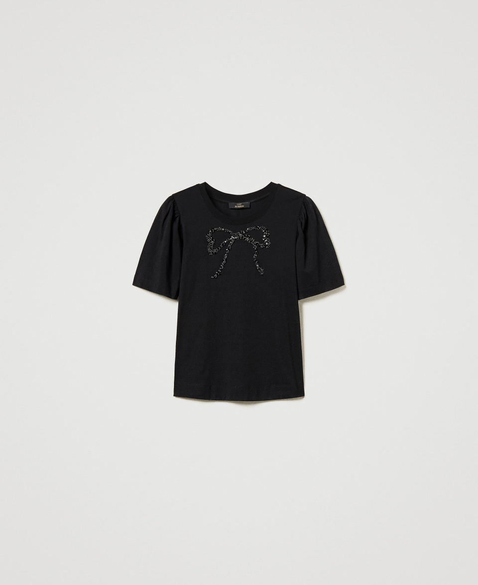 Twin Set T-shirt con ricamo a fiocco In vendita