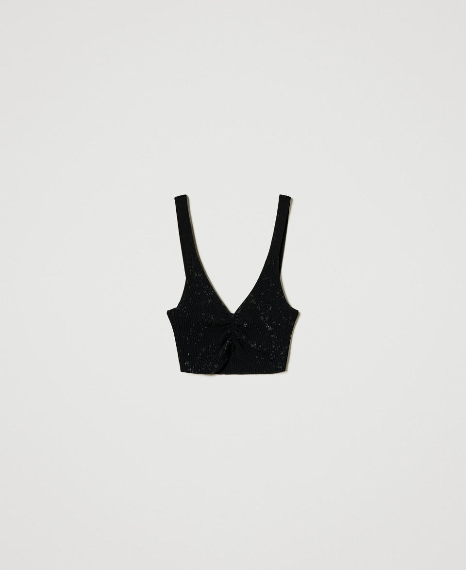 Twin Set Top MYFO in maglia con stampa glitter Italy