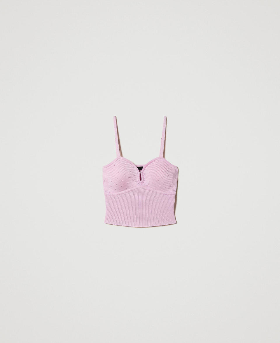 Twin Set Top in filato riciclato con perline Italia