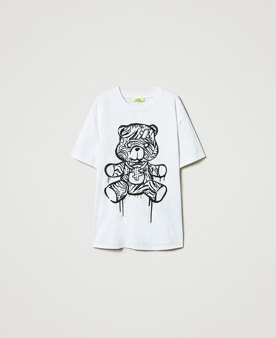 Twin Set T-shirt over MYFO con stampa e ricamo In Linea