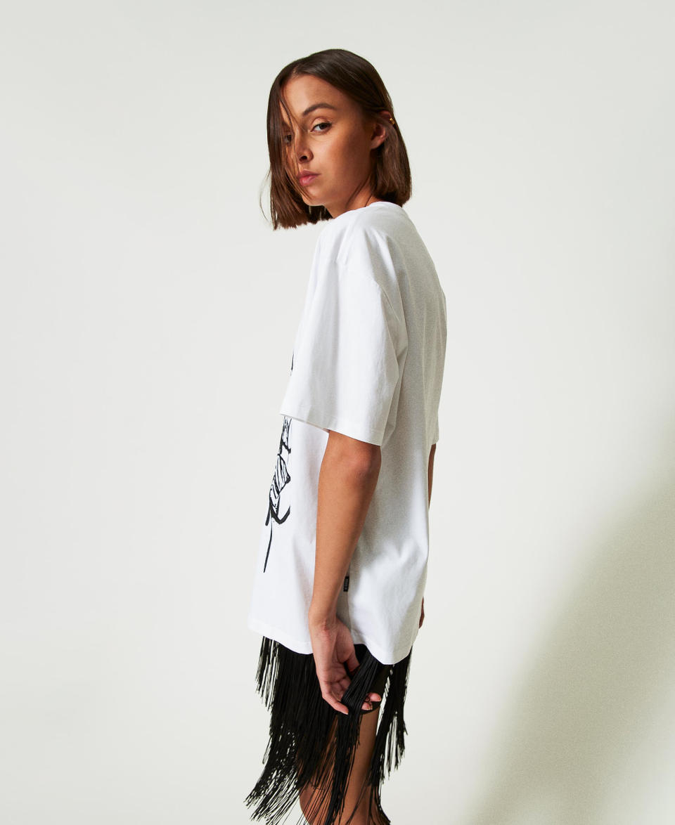 Twin Set T-shirt over MYFO con stampa e ricamo In Linea