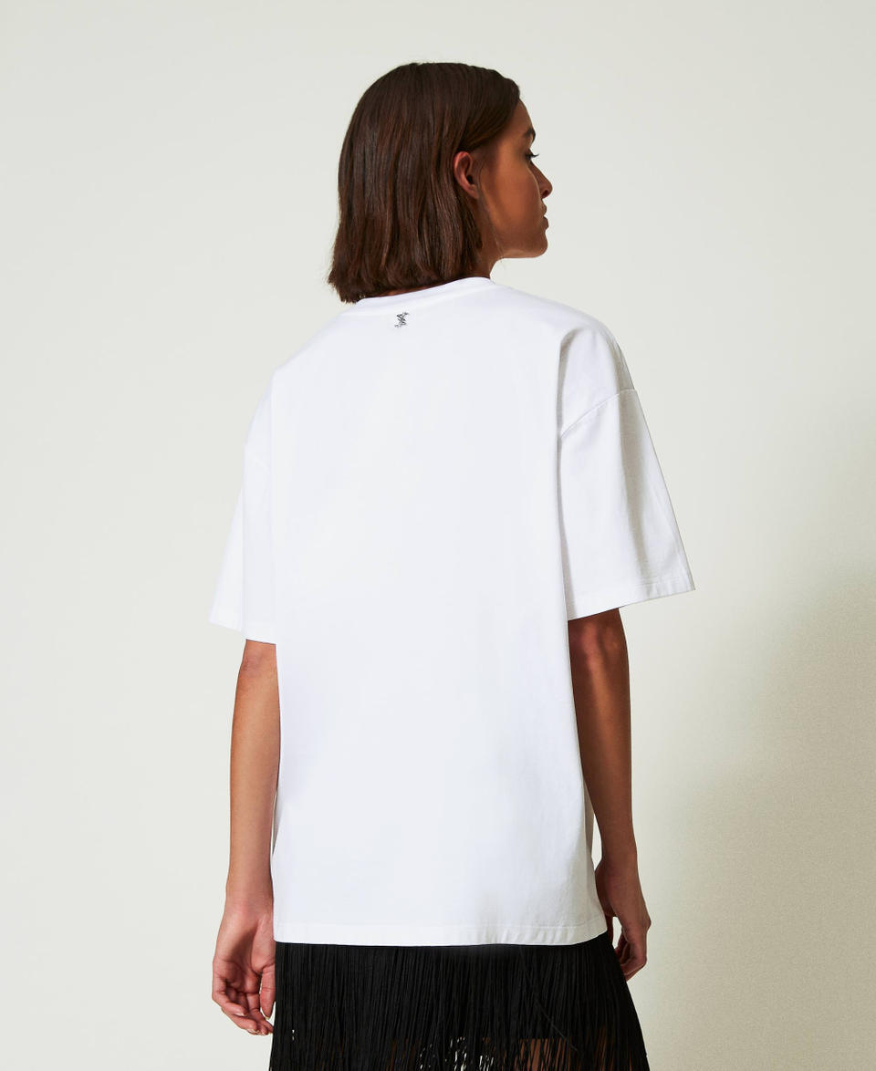 Twin Set T-shirt over MYFO con stampa e ricamo In Linea