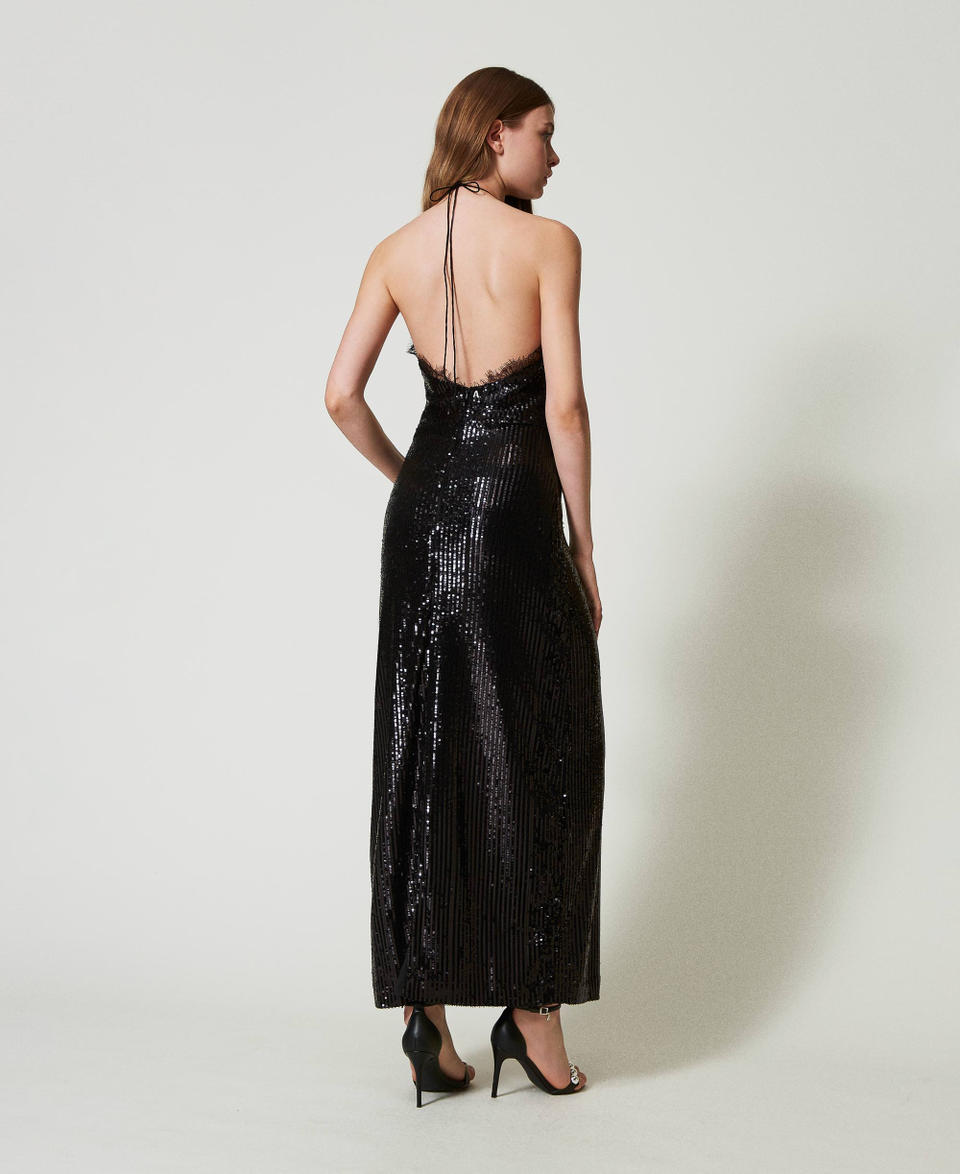 Twin Set Abito lungo in paillettes con pizzo Qualità