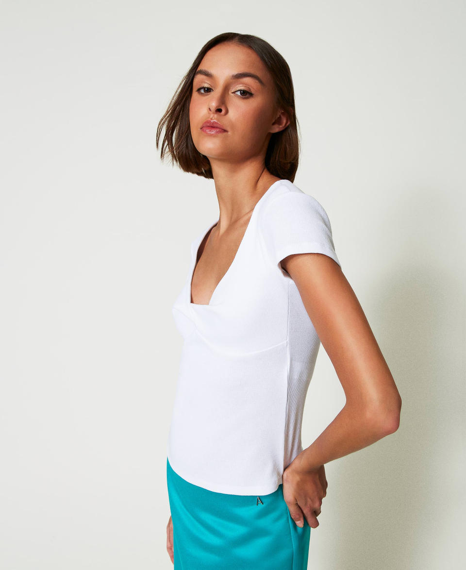 Twin Set T-shirt a costine con nodo Consegna Veloce