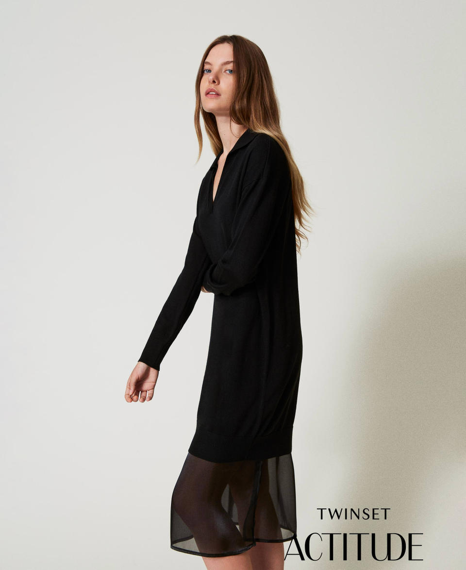 Twin Set Abito longuette in maglia con sottoveste Presa