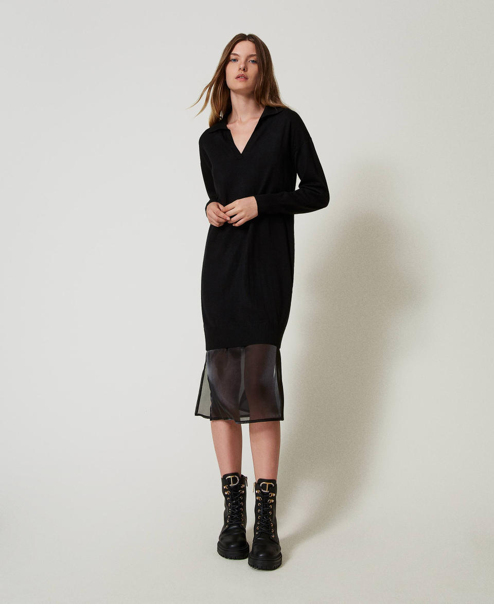 Twin Set Abito longuette in maglia con sottoveste Presa