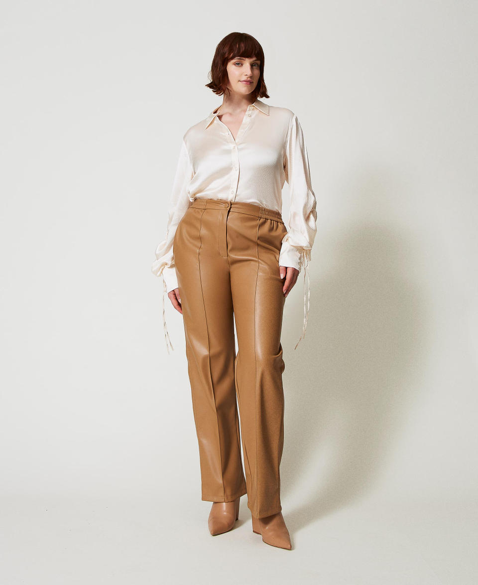 Twin Set Pantaloni effetto pelle con elastico Saldi