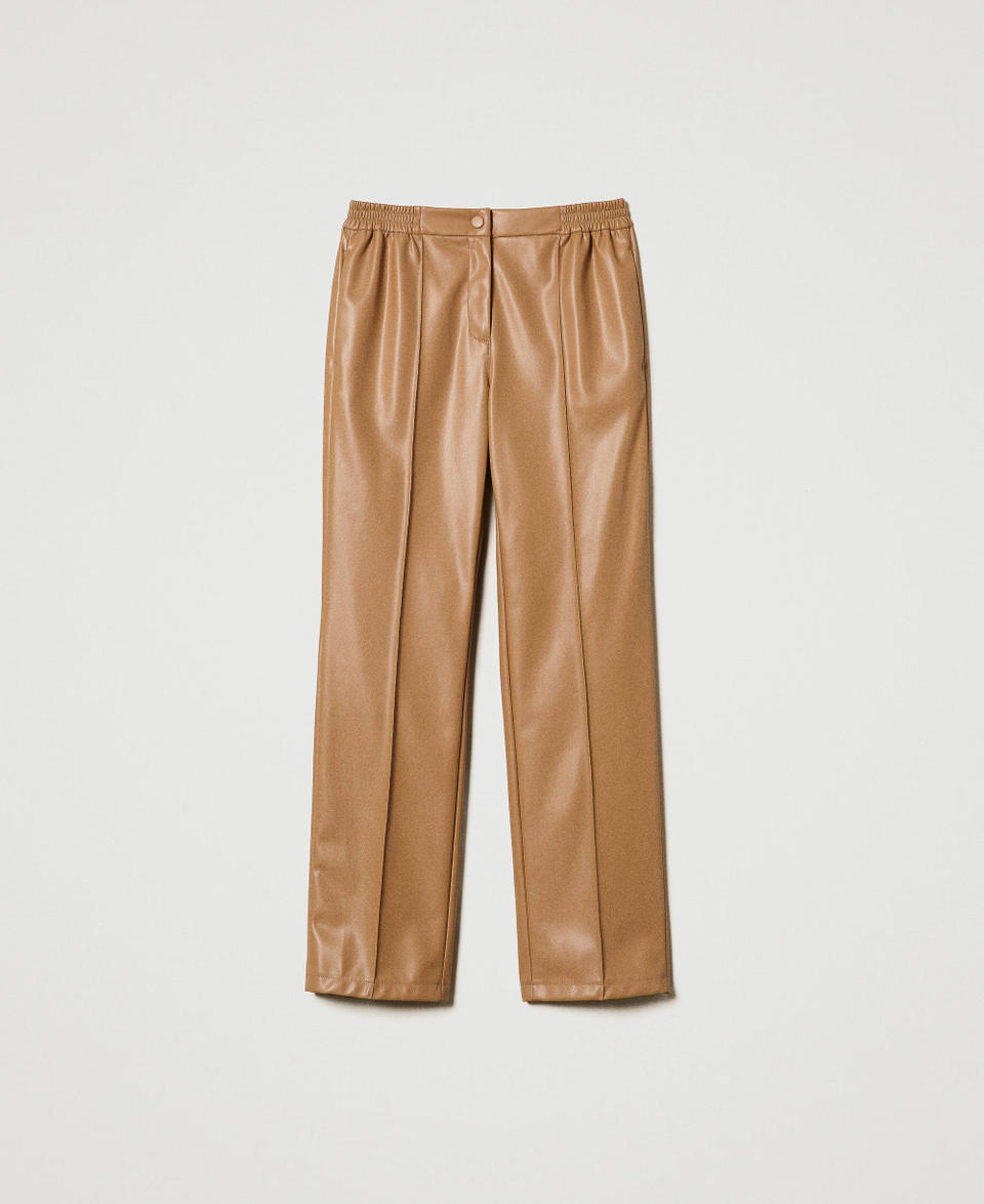 Twin Set Pantaloni effetto pelle con elastico Saldi