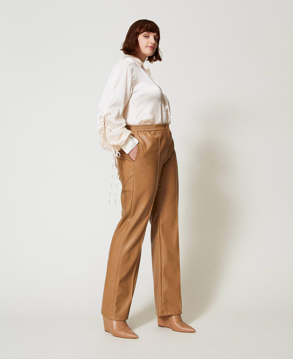 Twin Set Pantaloni effetto pelle con elastico Saldi