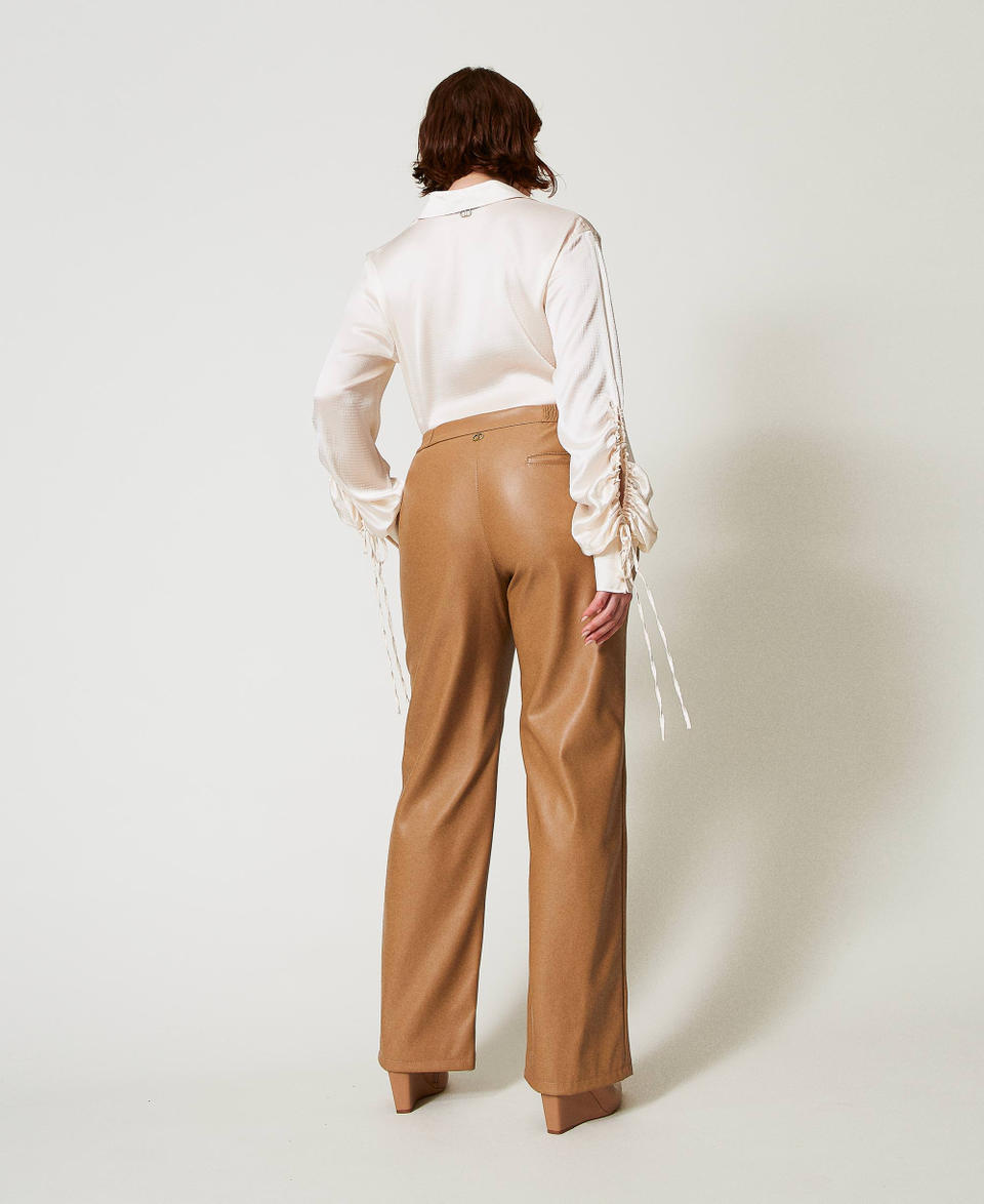 Twin Set Pantaloni effetto pelle con elastico Saldi