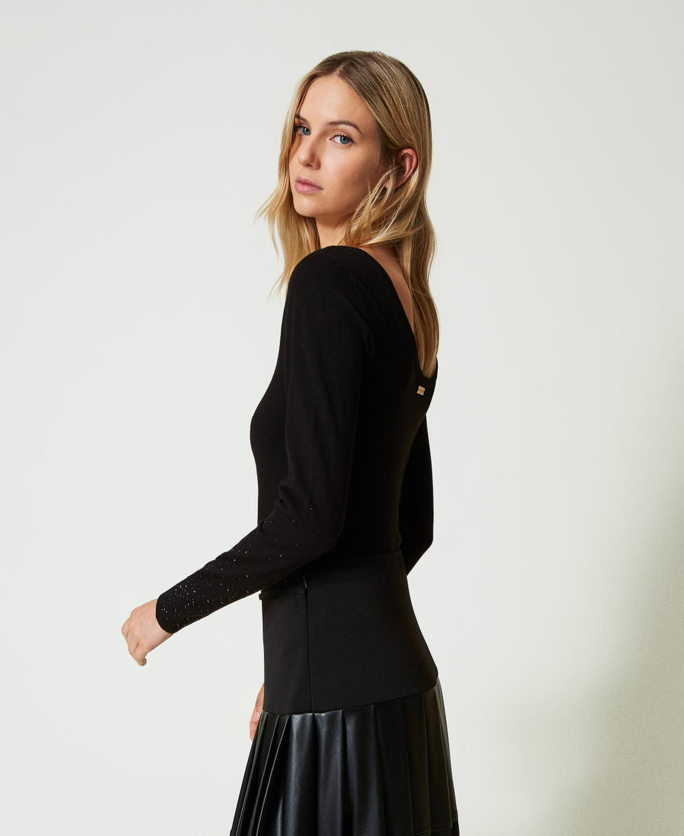 Twin Set Maglia con strass in dégradé Saldi Di Fabbrica