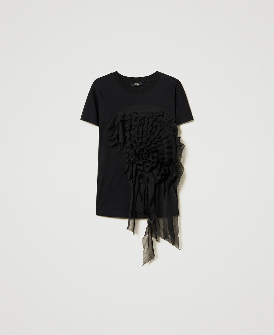 Twin Set T-shirt con volant in creponne Spedizione gratuita