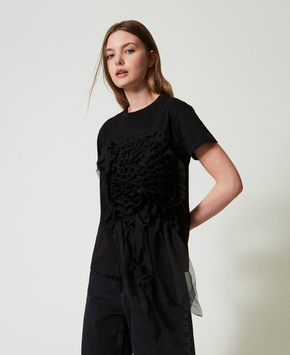 Twin Set T-shirt con volant in creponne Spedizione gratuita