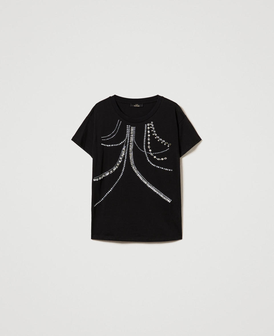Twin Set T-shirt con ricami e perle Sconto di tempo limitato