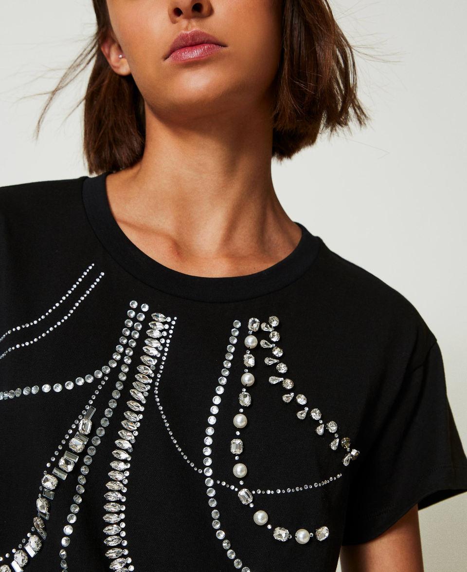 Twin Set T-shirt con ricami e perle Sconto di tempo limitato