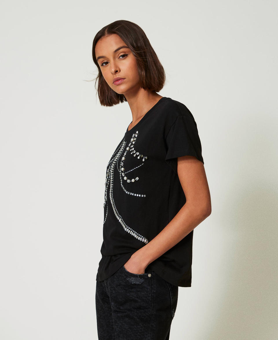 Twin Set T-shirt con ricami e perle Sconto di tempo limitato