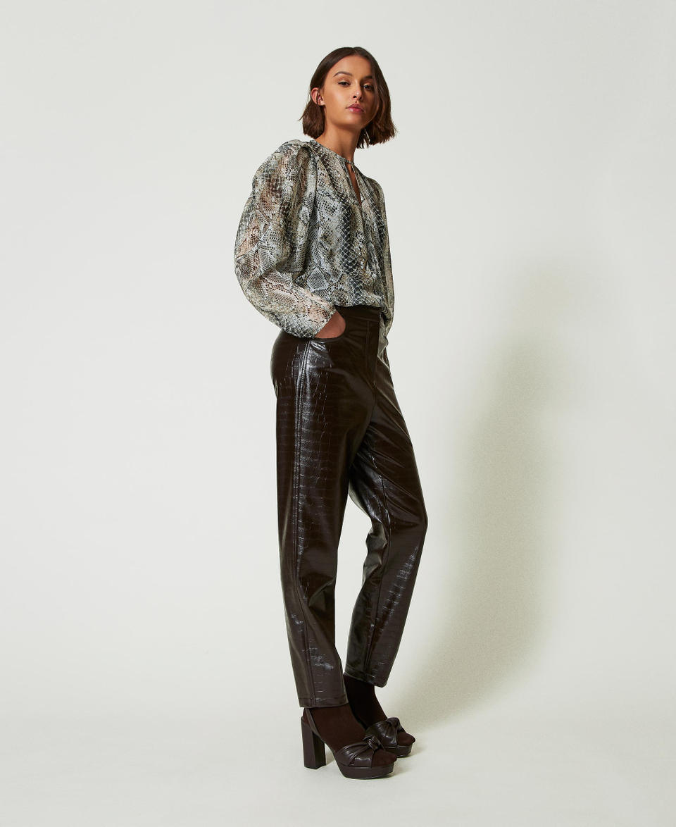 Twin Set Pantaloni barrel fit con stampa animalier Comprare a buon mercato