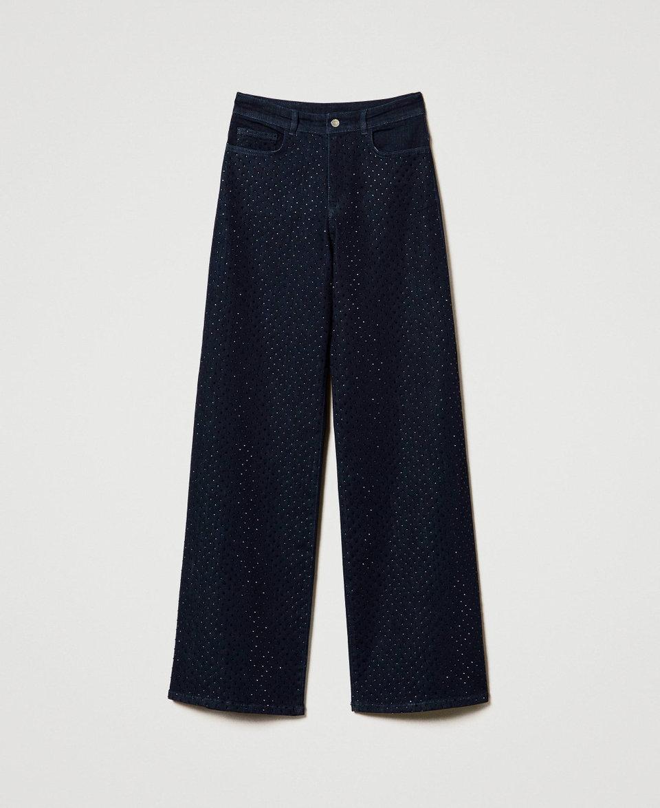 Twin Set Jeans wide leg in full strass Flash Sale