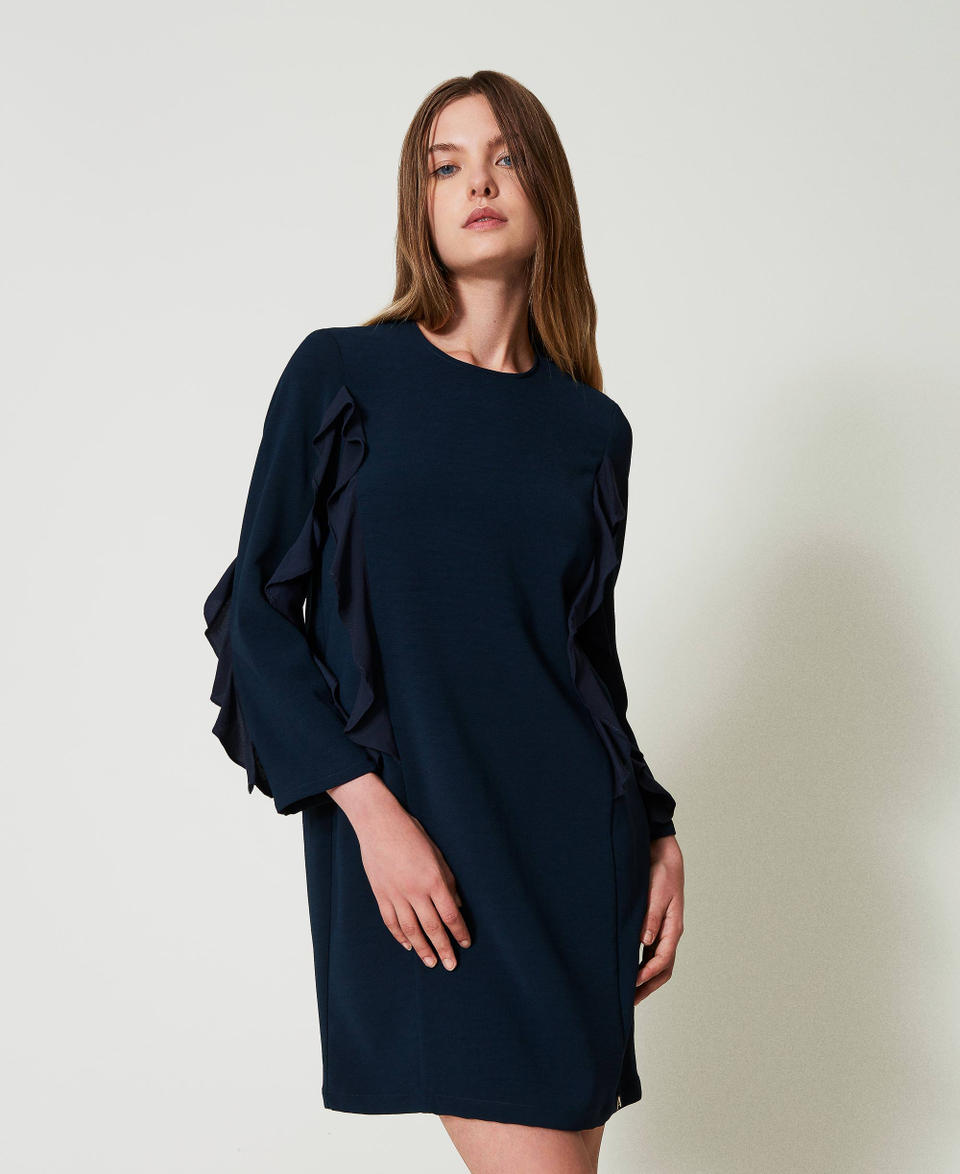 Twin Set Abito corto in cady con volant Black Friday