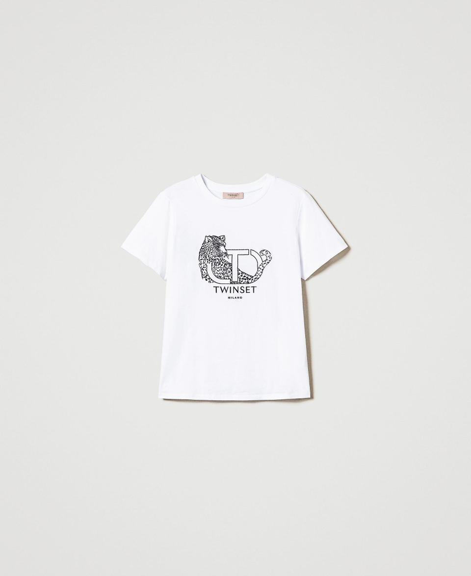 Twin Set T-shirt con ricamo logo e giaguaro Latest fashion