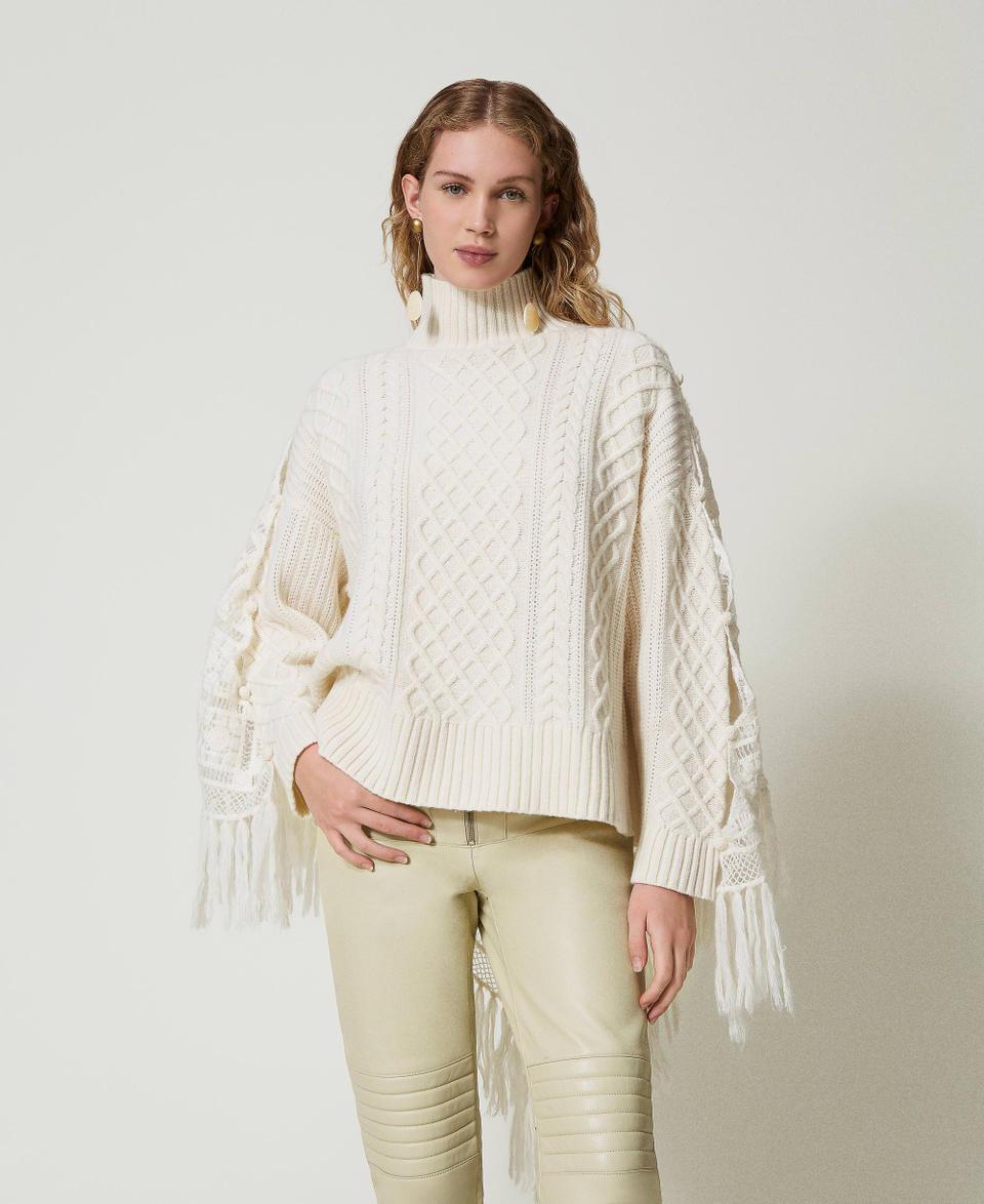 Twin Set Maxi maglia in misto lana con stola Grandi sconti