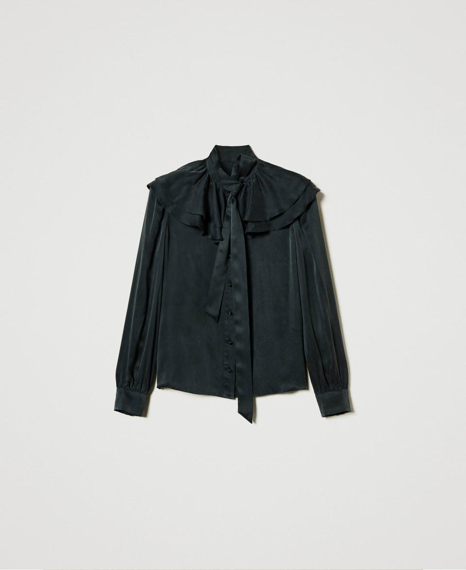 Twin Set Camicia in raso di seta con volant Offerte stagionali
