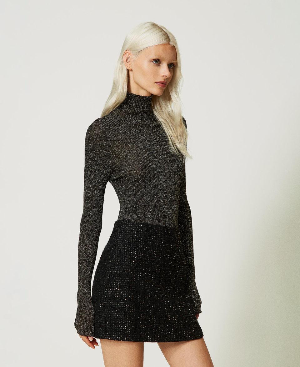 Twin Set Maglia lupetto in lurex a coste Offerte speciali