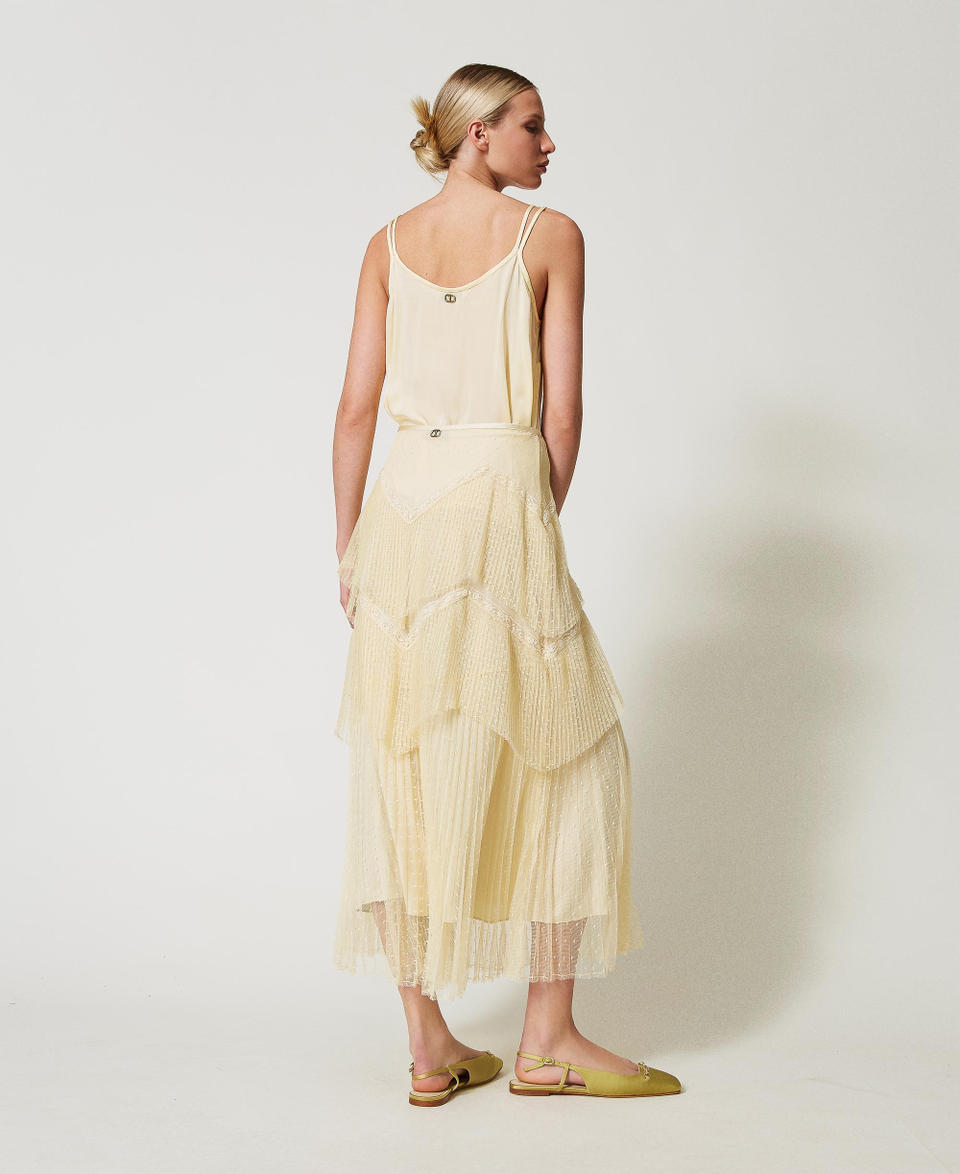Twin Set Gonna lunga in tulle con balze plissé Super Saving Price