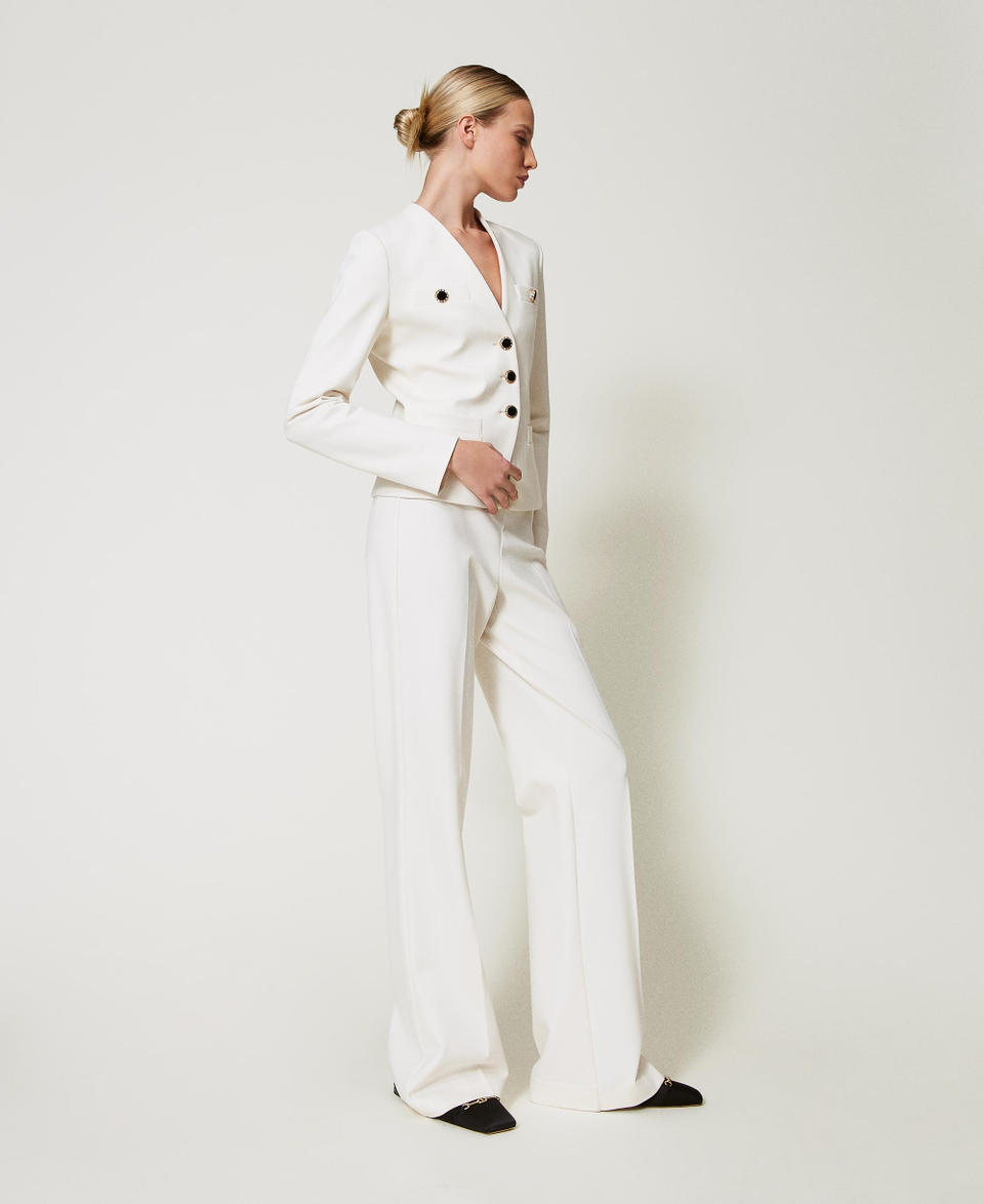 Twin Set Pantaloni wide leg con bottoni gioiello Fino al 65% di sconto