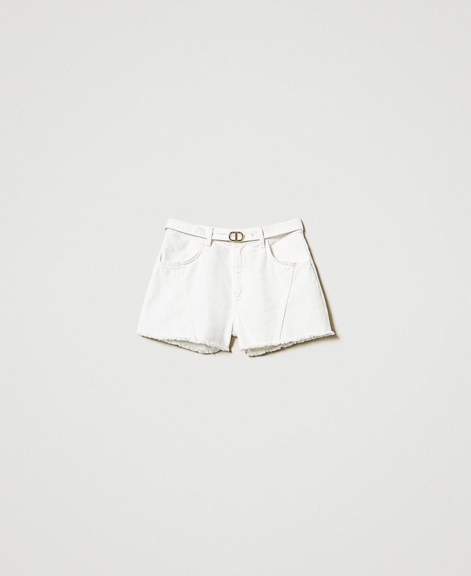 Twin Set Shorts in white bull con cintura Oval T Discount Store per i nuovi prodotti