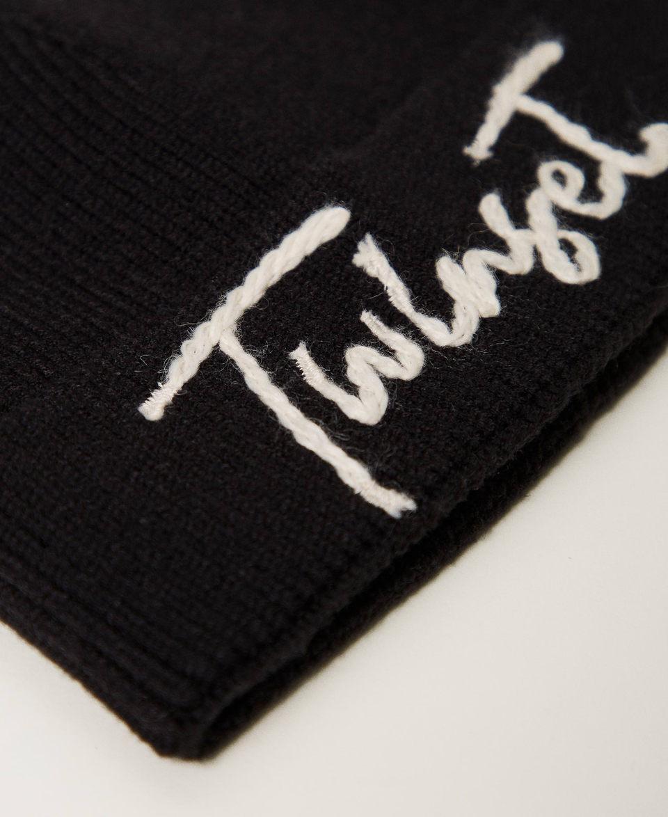 Twin Set Cuffia in maglia con ricamo logo Officina