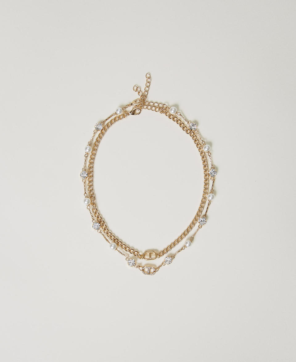 Twin Set Collana multifilo con strass e Oval T Spedizione Gratuita